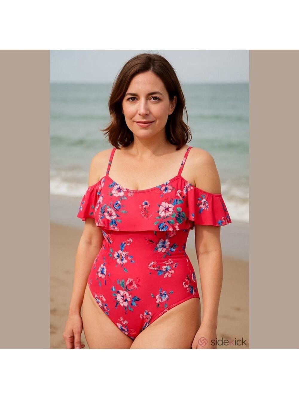 Cocoship Pink Floral One Piece Swimsuit Size 12 - Picture 8 of 8